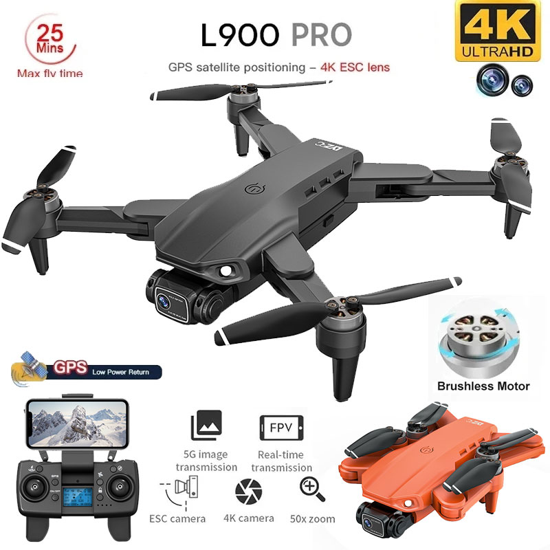 Drone Kf Rc - 折りたたみ式ブラシレスドローンl900プロ,GPS, 4k,HD,デュアルカメラ,5g,wifi,rc,距離1.2km,ドローン