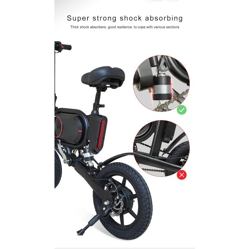 14インチ ブラシレス折りたたみ電動自転車 シングルスピード - Brushless Motor のレビューと価格